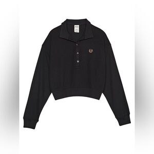 PINK Victoria's Secret Crop Black Henley Sleepwear